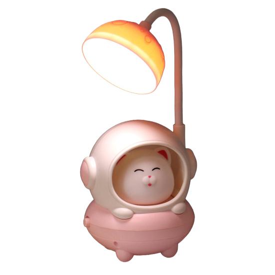 Cartoon Astronaut Cat Desk Lamp USB Rechargeable Flexible Gooseneck Table Reading Light Home Office Bedroom Bedside Night Light