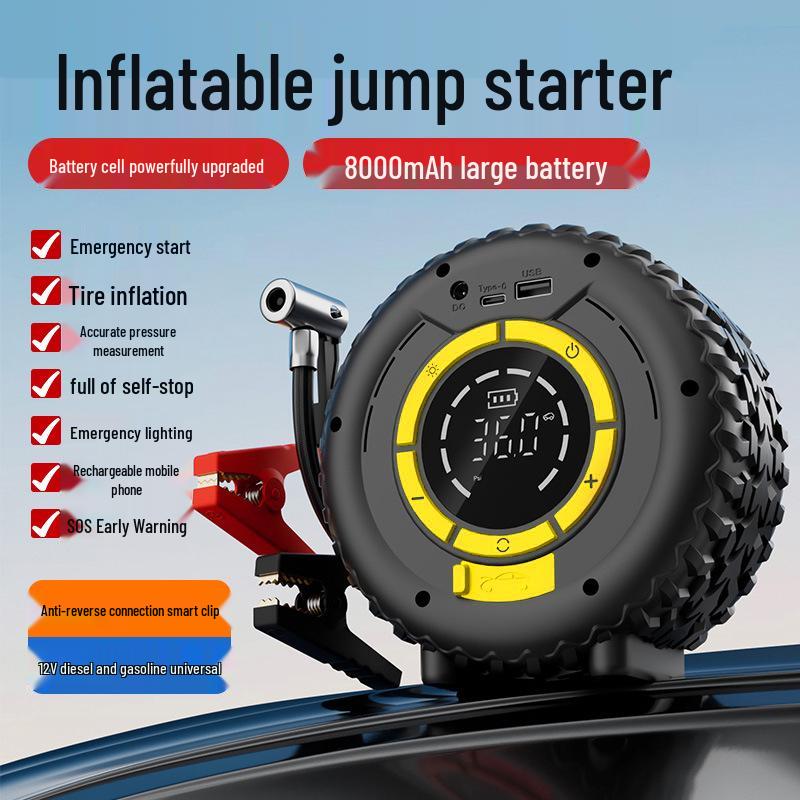 All-in-One Car Tire Inflator & Emergency Jump Starter