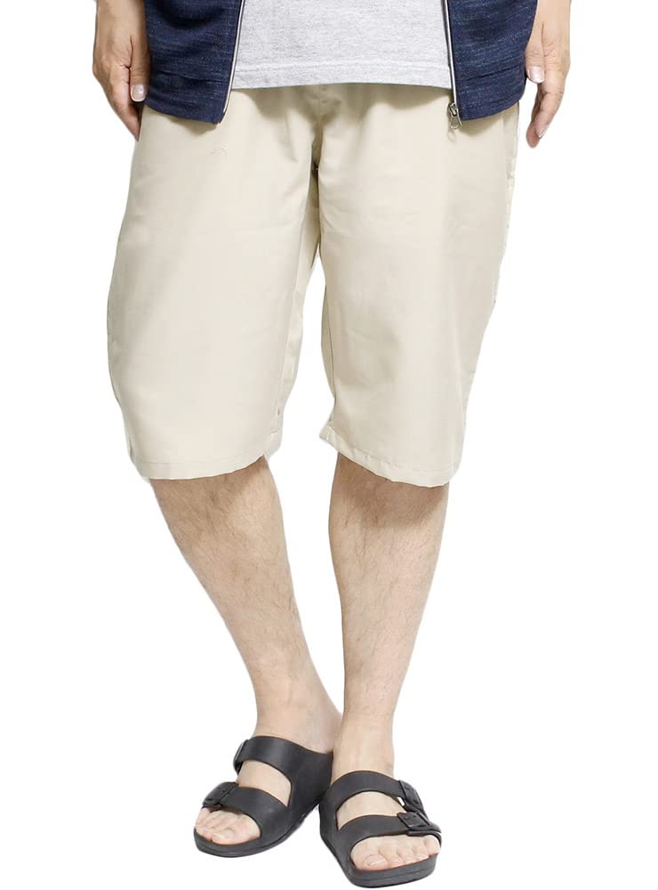 

One Colors Men s Plus Size Shorts, Solid Color, All-Over Print, Elastic Waist, Easy-Drying, Size 3L, Beige