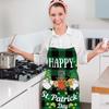 St. Patrick's Day Apron 4-Pack, Green And Black Plaid Chef Cooking Aprons With Leprechaun Pattern, Adjustable And Washable Aprons, Kitchen Supplies