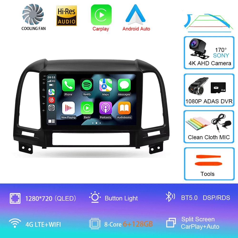 Car Radio Android 14 For Hyundai Santa Fe 2 2006 - 2012 Navigation GPS Multimedia Video Player Stereo wireless Carplay Wifi+4G