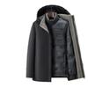 Men's Windproof Winter Down Jacket with Detachable Liner - Middle-Aged Business Style
