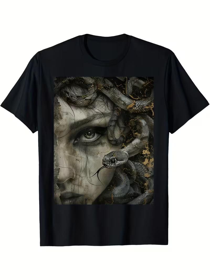 Medusa Greek Mythology Mysterious Horror Dark Wear Art T-shirt 4XL