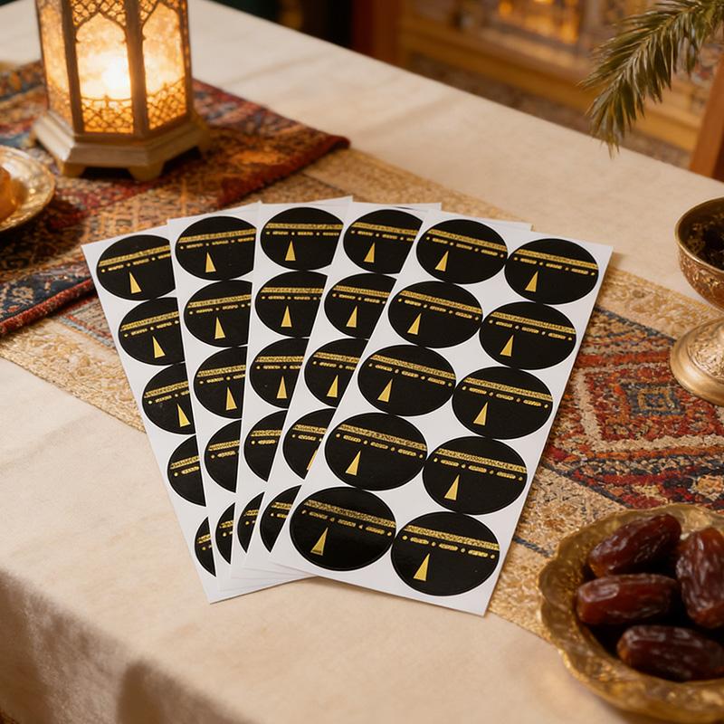 30/60Pcs Black Gold Umrah Mubarak Stickers Ramadan Muslim Islamic Party Gift Wrapping Decoration Candy Box Paper Label Sticker