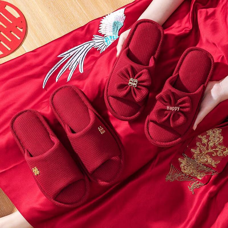Wedding Couple Bow Slippers