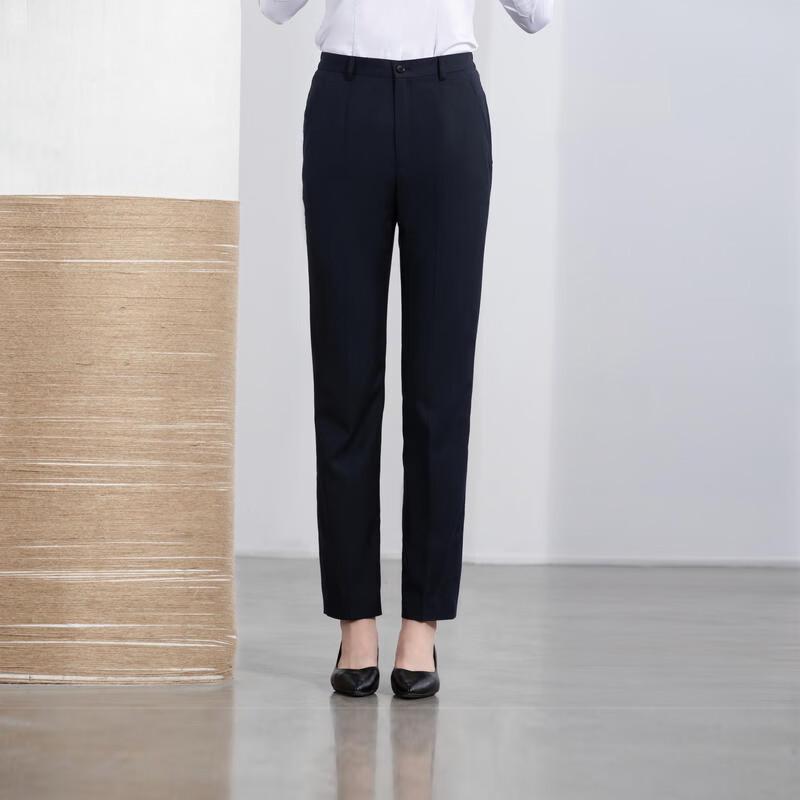 Fengxun Women s Navy Business Straight-Leg Trousers 170/84