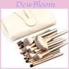 Milky White Makeup Brush Set With Rippled Nylon Bristles And Wooden Handles In Pu Case