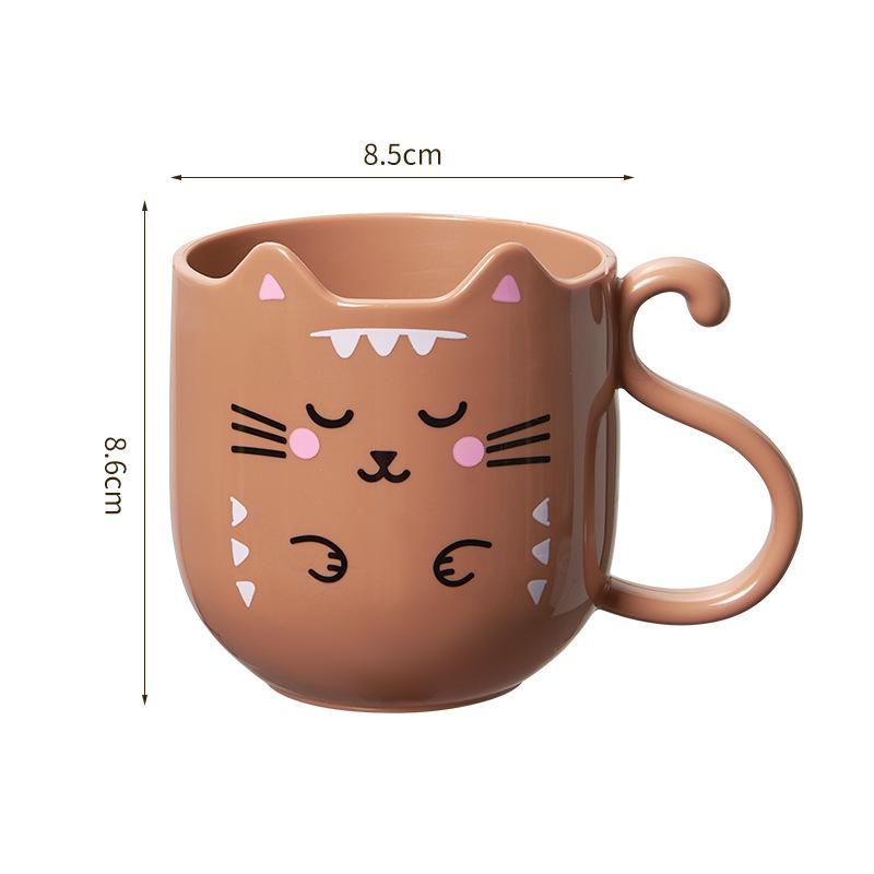 Cartoon Cat Wash Cup for Kids & Couples - Cute Toothbrush and Mouthwash Holder