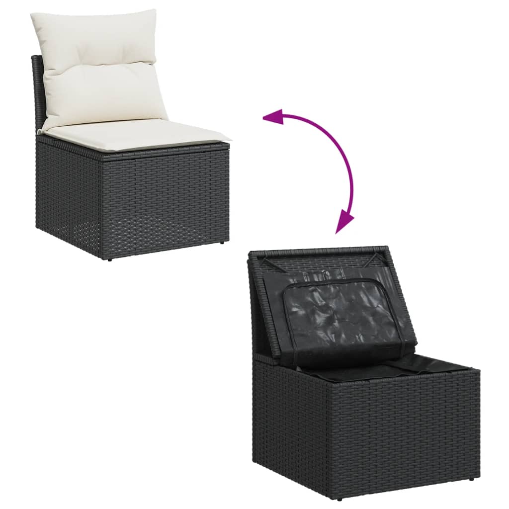 Vidaxl 6-Cz. Set di Mobili da Giardino con Cuscini, Polyrattan Nero