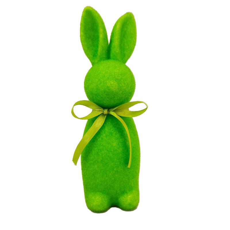Velikonoční králíček s velurem Dekorace Roztomilý stojící velikonoční králík soška s motýlkem Jarní středový dekor na stůl Dekorace do školky a domova