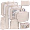 Eight-Piece Travel Organizer Set: Storage Bags & Makeup Bag for Clothes and Accessories.