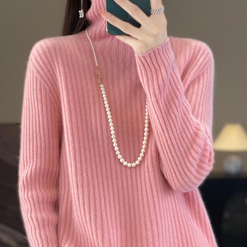 Thickened Pit Strips Piled Collar Cardigan for Women's Autumn and Winter New Skin-friendly and Versatile Cashmere Knitted Base Shirt