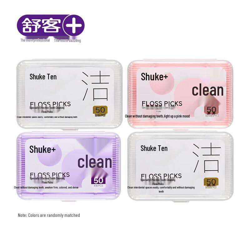 Shuke Round Dental Floss Picks, 4 Boxes x 50 Picks