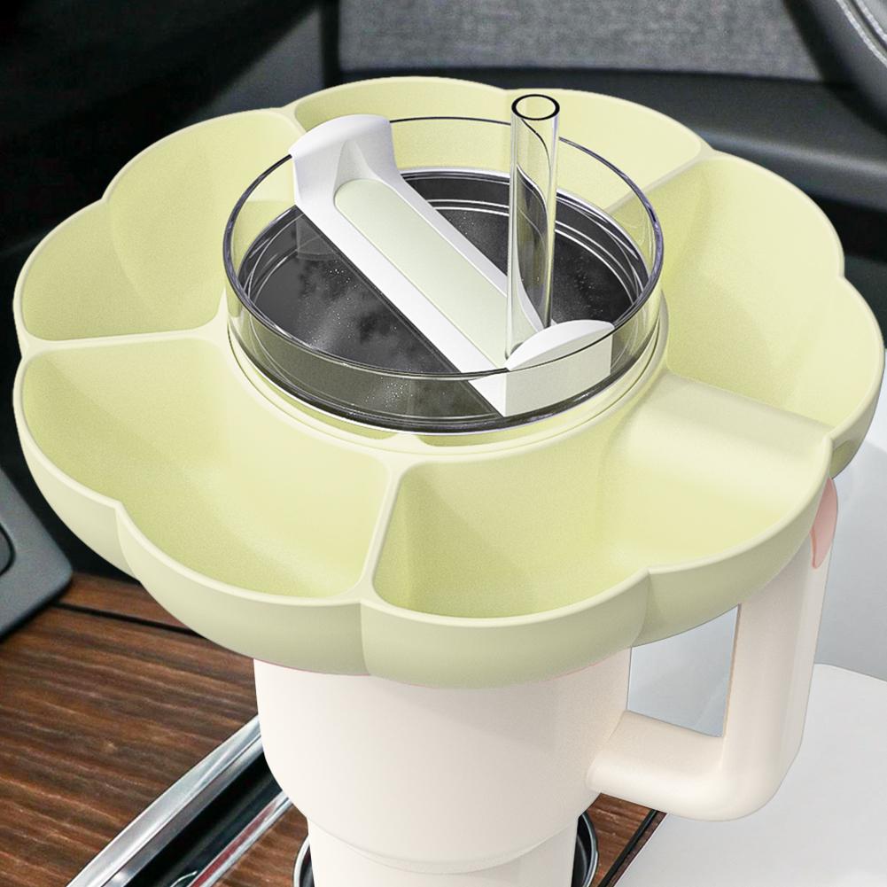 Food Compartment Plate Silicone Reusable Food Tray Snack Bowl With Straw Hole Portable Snack Ring Dishwasher with 5 Compartments