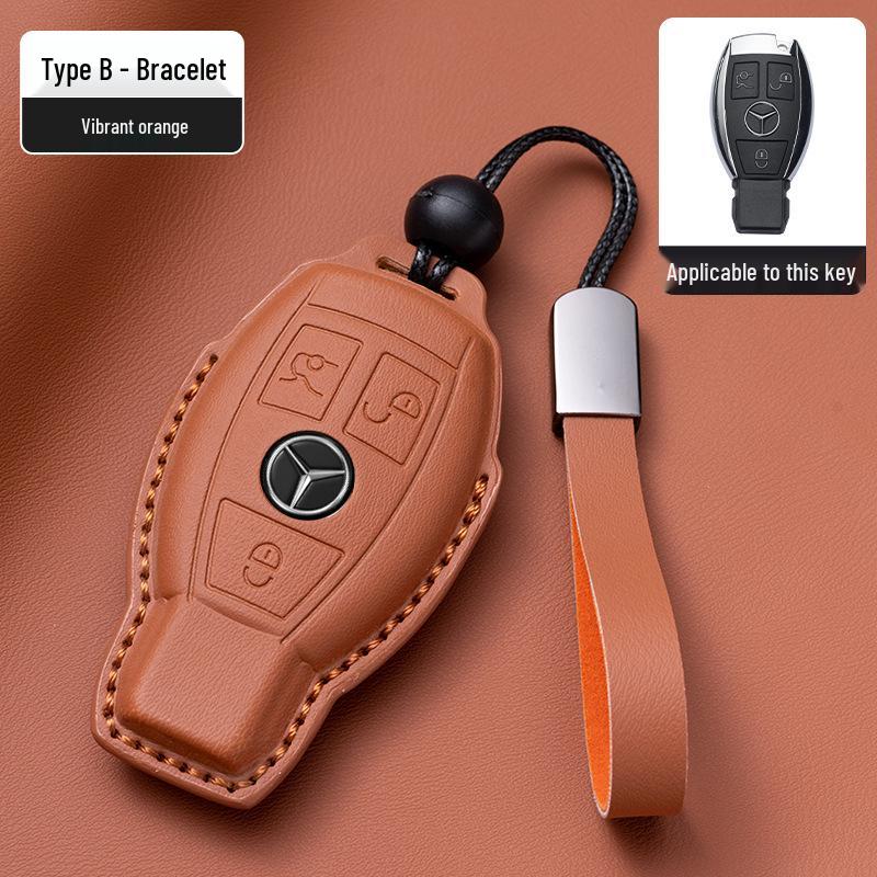 Mercedes-Benz Original Color Nappa Leather Key Case for GLE, GLAC200L, C260L, E300L, E-Class, S-Class, and C-Class.