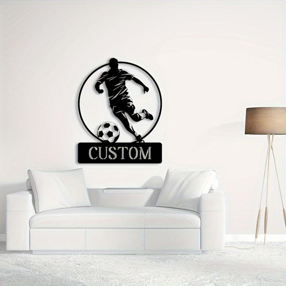 Personalized Footballer Iron Wall Sculpture - Custom Metal Art, Power-Free, for Home & Office Decor, Teens & Adults.