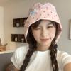 New Sweet Love Striped Fisherman Hat for Women In Spring and Summer Shopping Japanese Sweet and Versatile Face Showing Little Bee Lied Fisherman Hat
