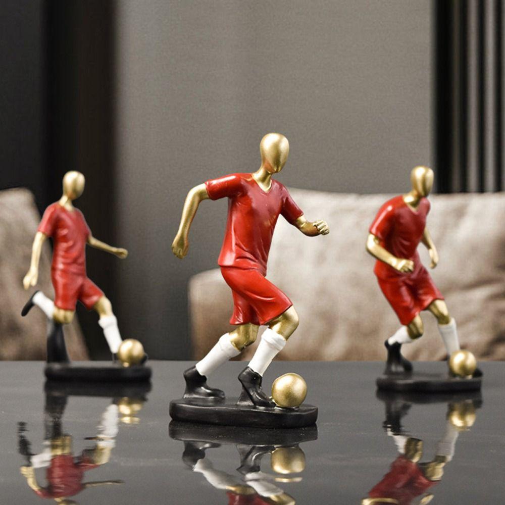 Mini Soccer Team Figurine Exquisite Football Player Statue Football Player Resin Figurine Bedroom