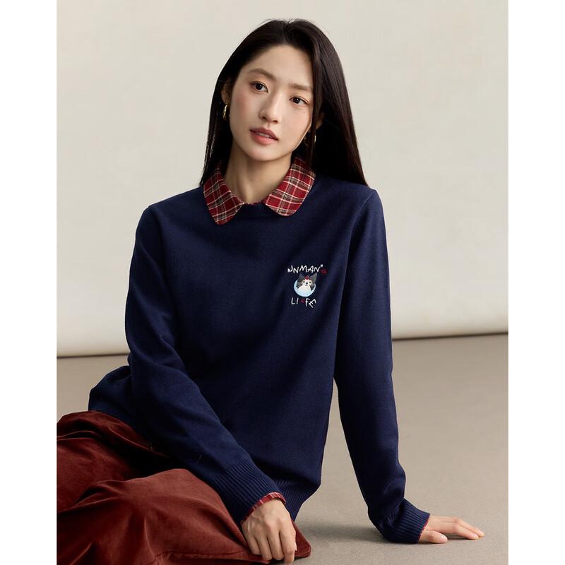 INMAN Women's Embroidered Pullover Knit Sweater