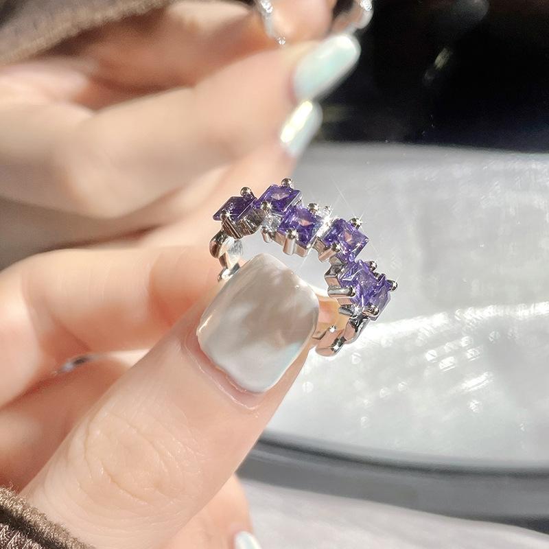 Lucky Star Y2K Star Purple Ring Niche Design Index Finger Ring Light Luxury Ring Woman Adjustable opening