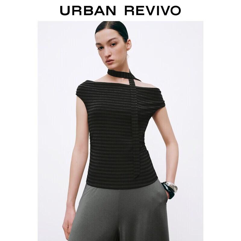UR Women s Off-Shoulder Striped Ribbon T-Shirt M