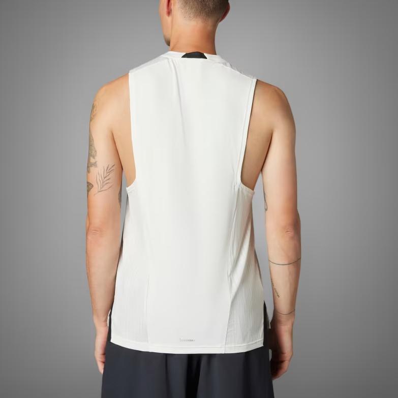 adidas Tank Tops Men's White Crew Neck Moderate Straight Fit JI8172