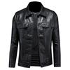 Spring and Autumn New Men's Lapel Motorcycle Leather Jacket Trendy Slim Simple Casual Jacket 8117