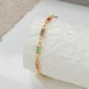 Gold Plated Rainbow Baguette CZ Link Bracelet – Dainty Colorful Jewelry, Sparkle Gift for Women