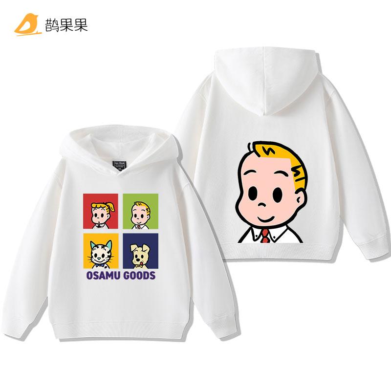 Harajuku OSAMU GOODS Cartoon-Print Kinder-Kapuzenpullover, Lässige Mode, Herbst und Winter Outdoor-Sport, Warme Langarm-Oberteile