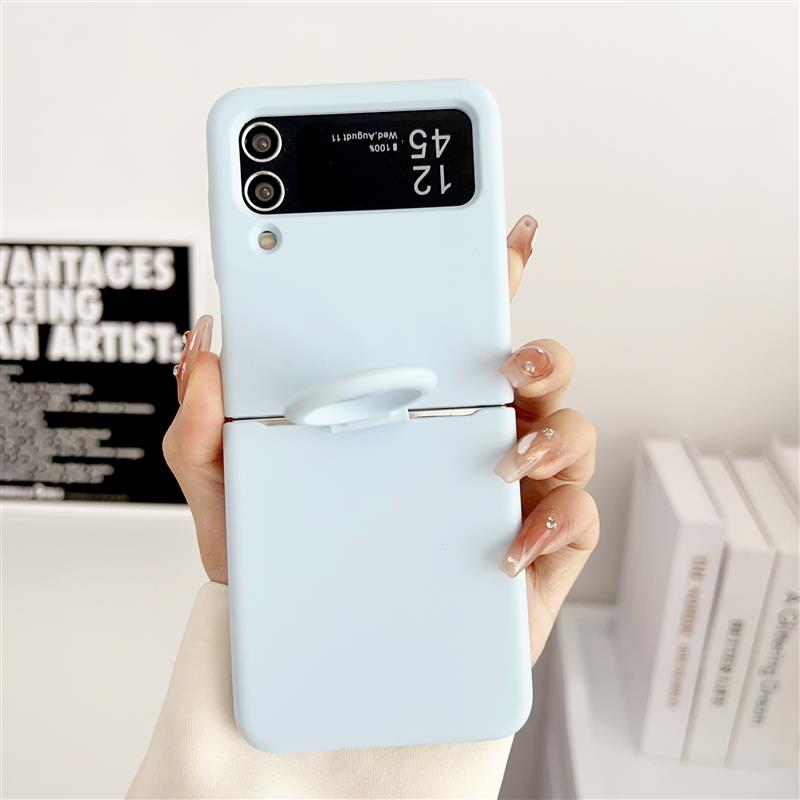 For Samsung Galaxy Z Flip 6 5 4 3 2 1 Case Offical Liquid Silicone Case With Finger Ring Shockproof Cover ForZ Flip 5 Soft Cases