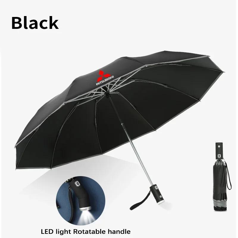 Car Led Light Automatic Folding Windproof Sunshade Umbrella For Mitsubishi Outlander Pajero Asx Colt Lancer EX Evolution X L200