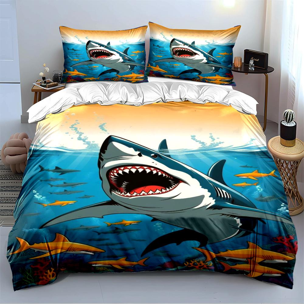 Shark Ocean Bedding Set Bedding Set (1 Duvet Cover, 2 Pillowcases, Duvet Not Included)
