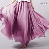2024 Japan & Korea Loose Cotton-Linen Elastic Waist Midi Skirt – Solid Color A-line Swing Skirt