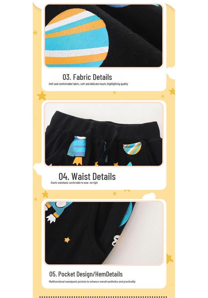 European Style Cartoon Print Boys' Long Pants - Spring/Autumn Fashion for Medium and Small Children