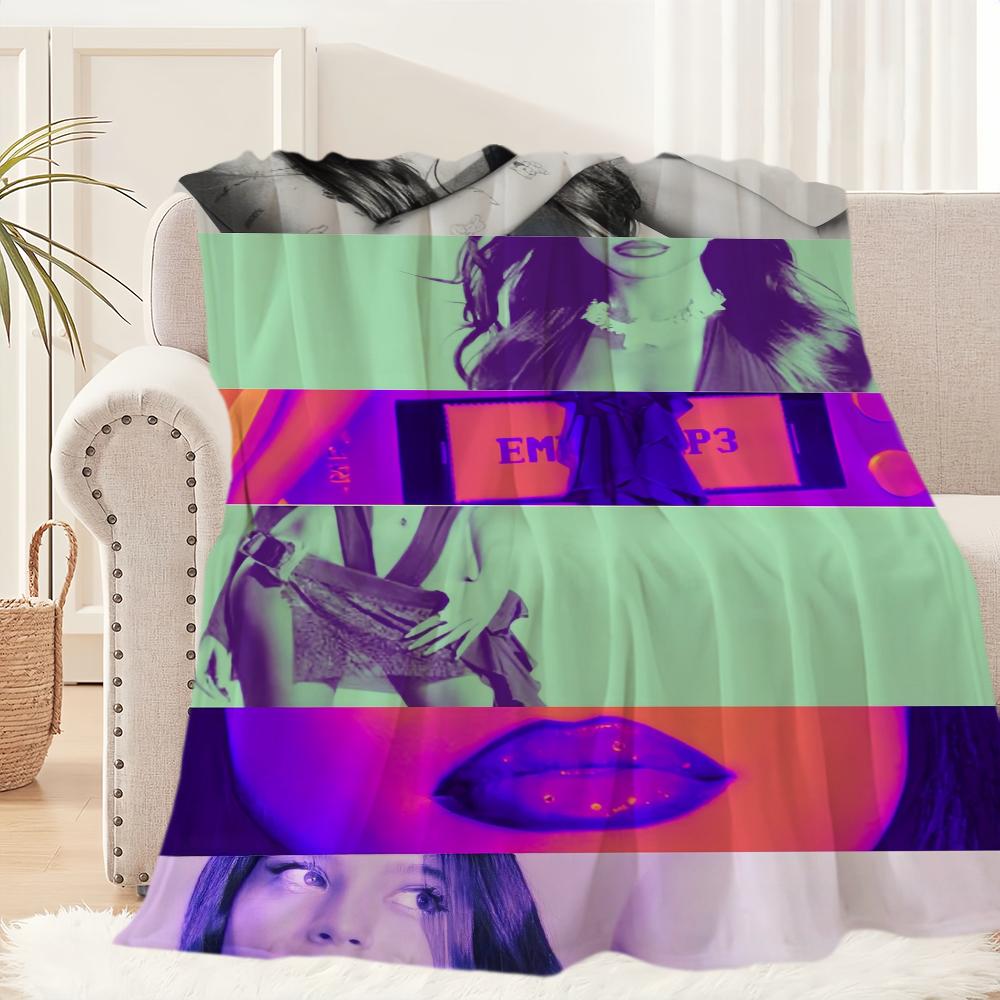 

Singer Emilia Mernes Mp3 Blanket Plush Nap Sofa rug for Living Room Warm Office Bedroom Birthday Home Travel Kid Gifts 30x40in