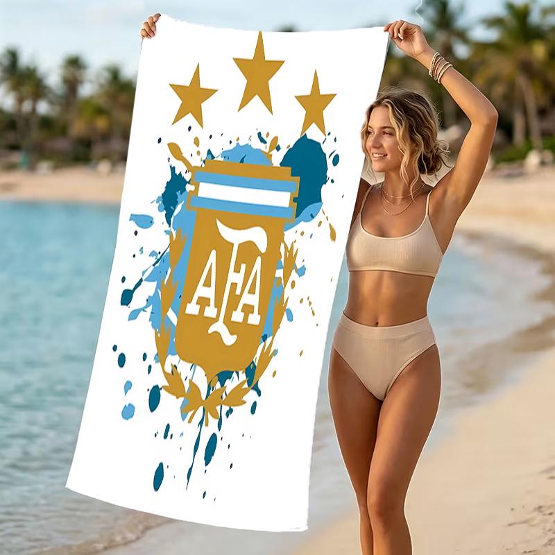 Beach Towel with Argentina Football Pattern - soft,absorbent,machine washable Lightweight&Modern,swimming,Travel Essentials