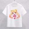 Sailor Moon Children Cotton Tshirt Cartoon Print Short Sleeve Tees Kawaii Pullover Girls Summer Casual Tops Kids Birthday Gifts
