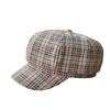 New Octagonal Hat Retro British Plaid Plaid Beret Spring and Autumn Face Showing Painter Newsboy Hat Peaked Hat Trendy