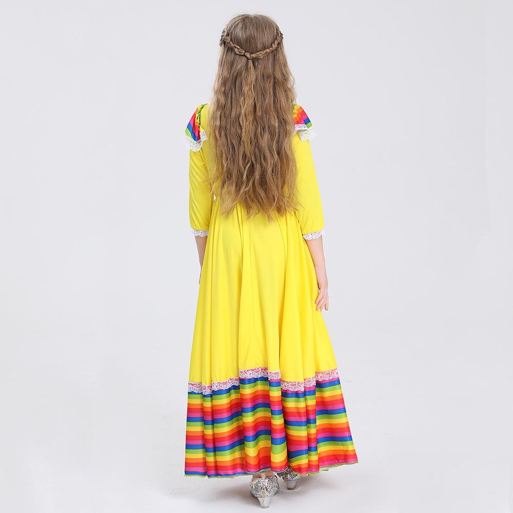 Traditional Mexican Girl's Maxi Dress - Ethnic Dance Costume & Party Outfit