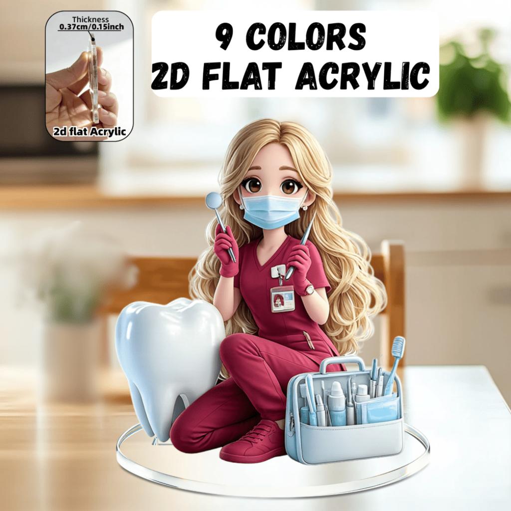 2D Flat Anime Dentist Acrylic Standee 9 Colors Available, Home Dental Clinic Decor Gift For Dentist Dental Hygienist Anime Fans