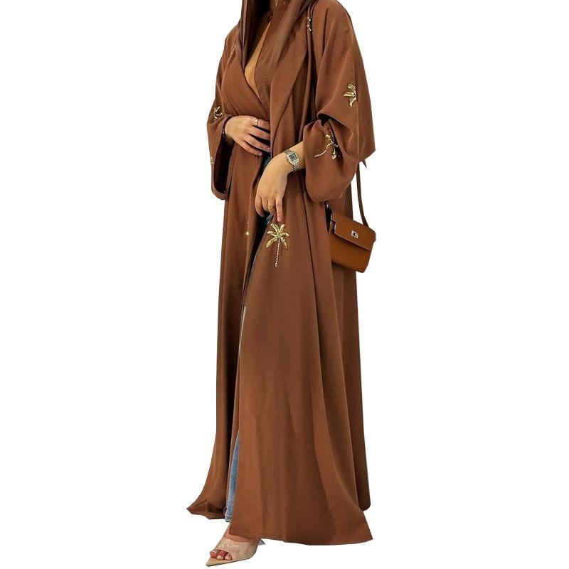 New Middle East Embroidery Robe Long Sleeve Cardigan Robe Dress Embroidered Cardigan Dress