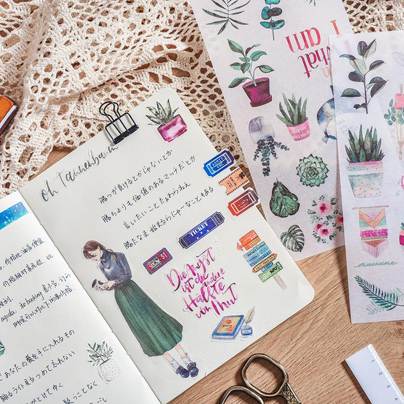 Handmade Fresh Style Stickers: 3 Sheets for DIY Albums & Journals