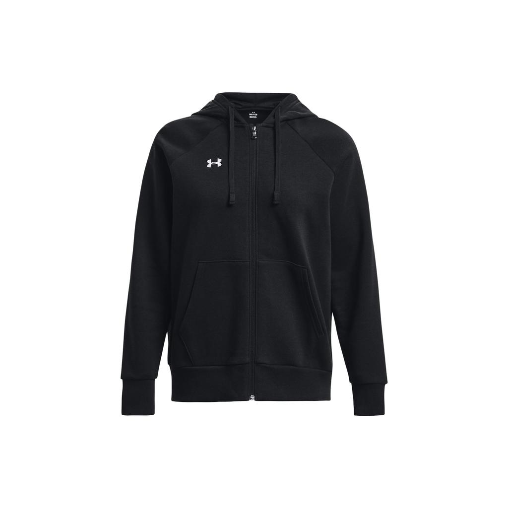 Under Armour Casual Loose Zipper Hoodie Solid Color Women Hoodies Black 1379497-001