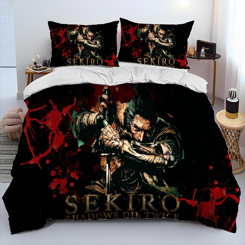 3D Sekiro:Shadows Die Twice Game Comforter Bedding Set,Duvet Cover Bed Set Quilt Cover Pillowcase,king Queen Size Bedding Set
