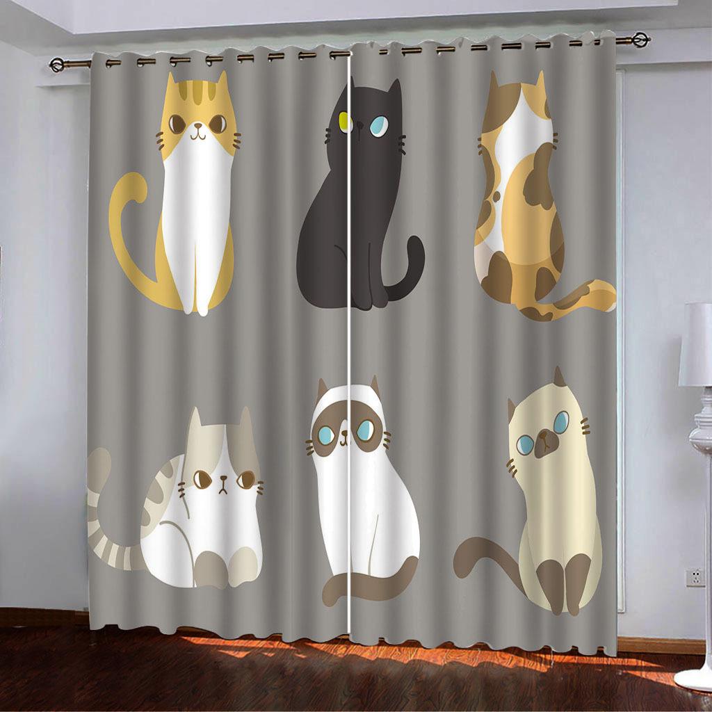 High-Density Blackout Curtains Cartoon Cat Animal Claws Series Digital Printing Blackout Curtains