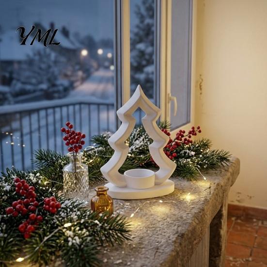 Christmas Party Decor Tree Candle Holder, 3D Printed Tealight Stand, Rustic Table Decoration for Farmhouse Dining Centerpiece Holiday Table,