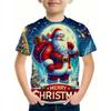 Children's Christmas Series 3D Digital Printed Boys' Fashion and Casual Round Neck Short Sleeved T-shirt