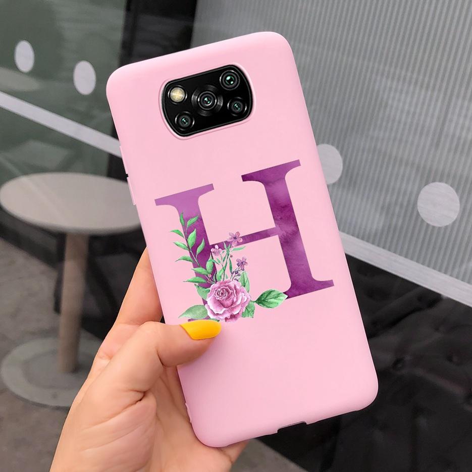 For Xiaomi Poco X3 NFC Case Soft Silicone TPU Cute Letter Back Cover For Xiaomi Poco X3 Pro Bumper PoxoX3 NFC Phone Cases 6.67''