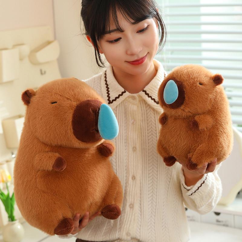 Kawaii Kapybara Plyšová Simulace Zvířat s Natahovacím Nosním Hlenem Roztomilá Kapybara Nadýchaná Měkká Plněná Plyšová Panenka Dárek pro Děti