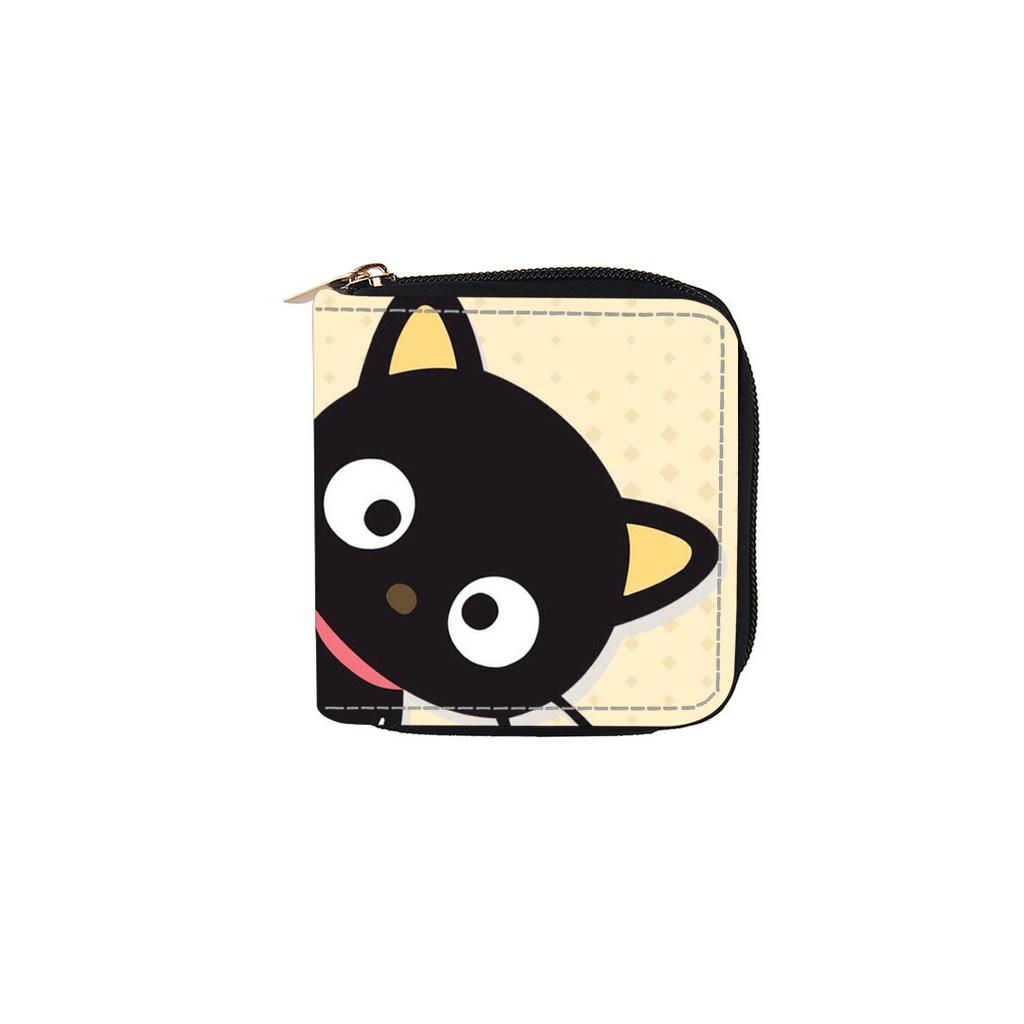 Cartoon chocolate cat short zipper wallet, children's small wallet